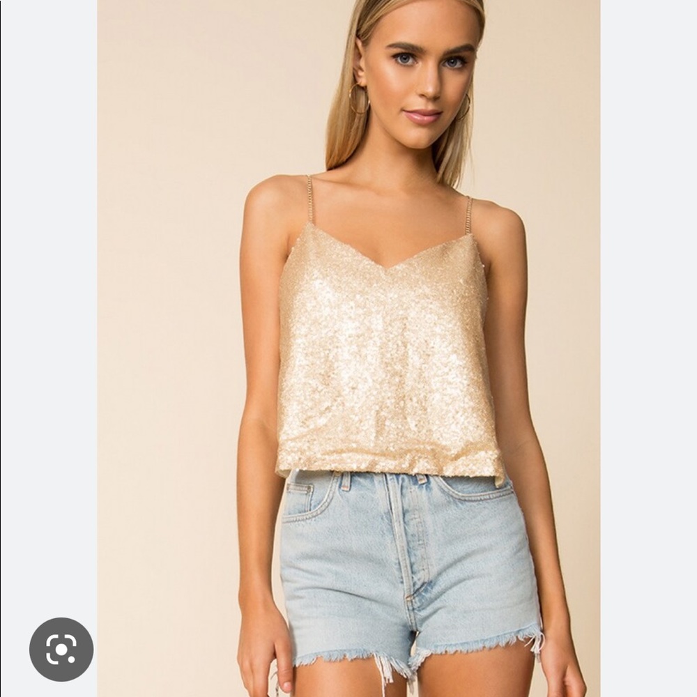 Revolve Superdown Gold Backless Top - Picture 2 of 6